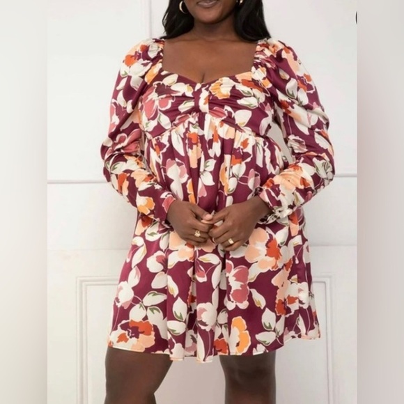 Dresses & Skirts - ELOQUII Elements Women's Plus Size Ruched Sleeve Mini Dress